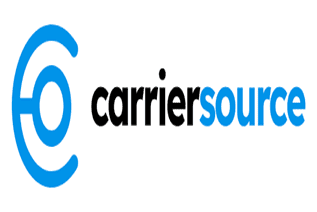 A logo with a blue circular design and the word 'carriersound'.